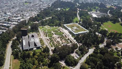 De-Young-Museum-California-Academy-Of-Sciences-Im-Golden-Gate-Park-Garden-In-San-Francisco-City-Kamera-Vorwärts-Bewegen