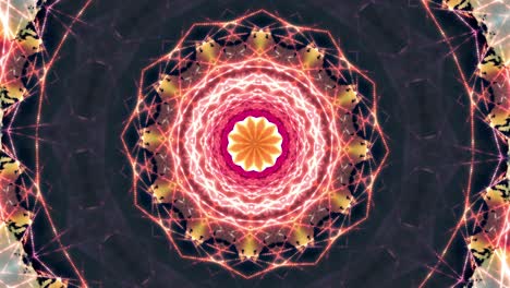 4k seamless loop futuristic mandala hypnotic abstract background. geometric kaleidoscope backdrop. 3d abstract ornate decorative trendy background for vj dj stage loop, science, technology, fashion.
