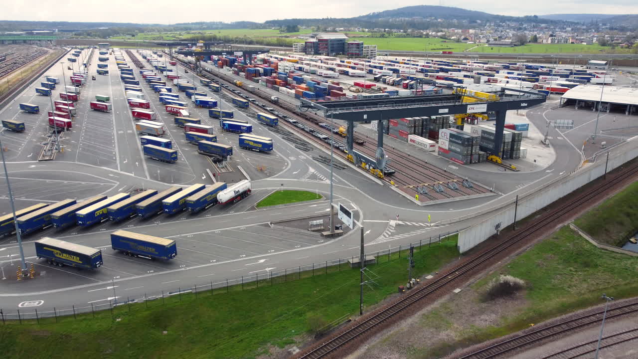Aerial View of a Busy International Freight Terminal
