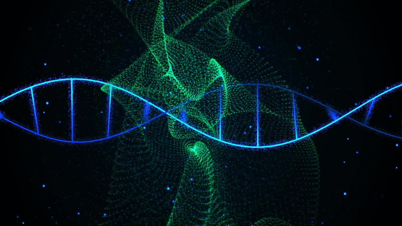 DNA strand and binary coding processing in scientific data animation