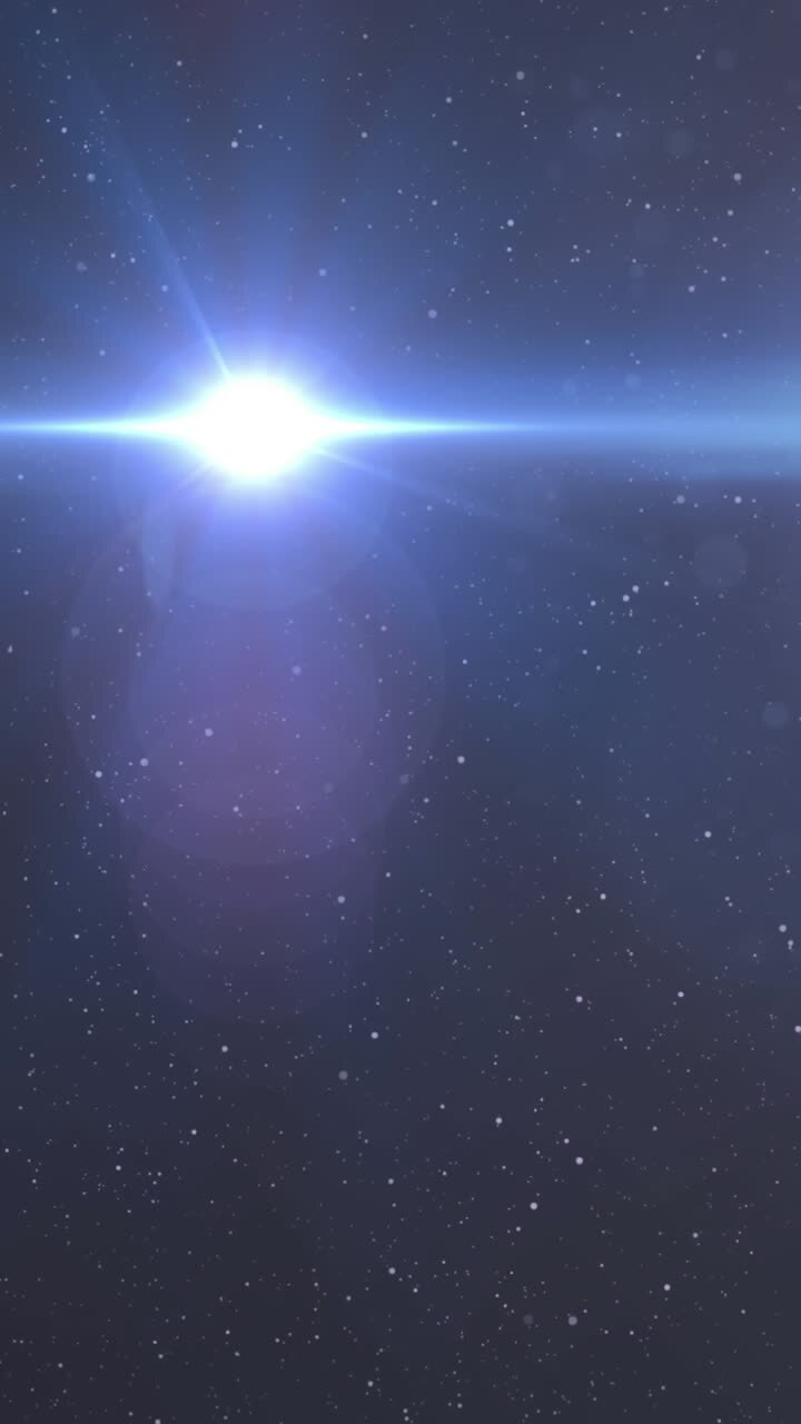 Animazione di luce blu brillante che si muove su punti luce su sfondo viola.