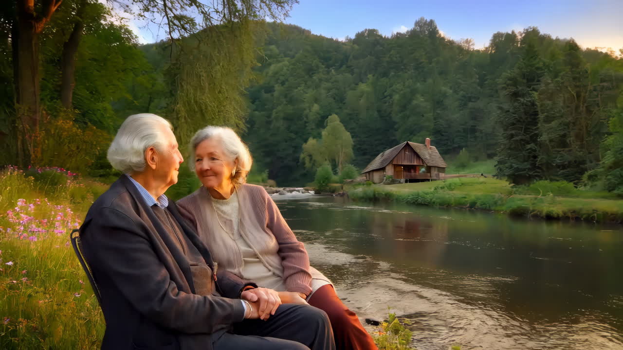 Elderly Couple Enjoying a Peaceful Moment by the River