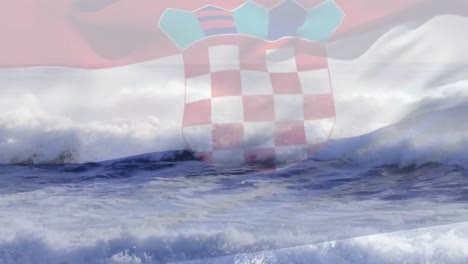 Animation-of-flag-of-croatia-blowing-over-beach-seascape