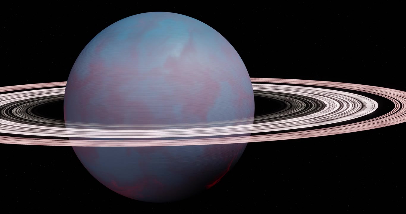 Render 3D di un pianeta gigante gassoso blu con anelli