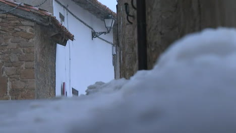 snowy village street
