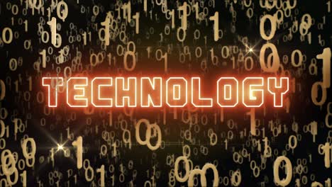 golden technology concept with digital code