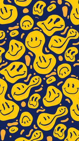 Gráfico-En-Movimiento-Del-Patrón-De-Emoticonos-De-Sonrisa-Distorsionada