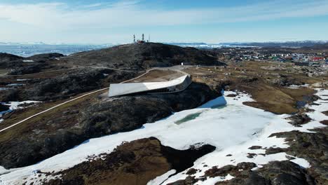 Eisfjordzentrum-Von-Ilulissat,-Drohnenansicht-Aus-Der-Luft