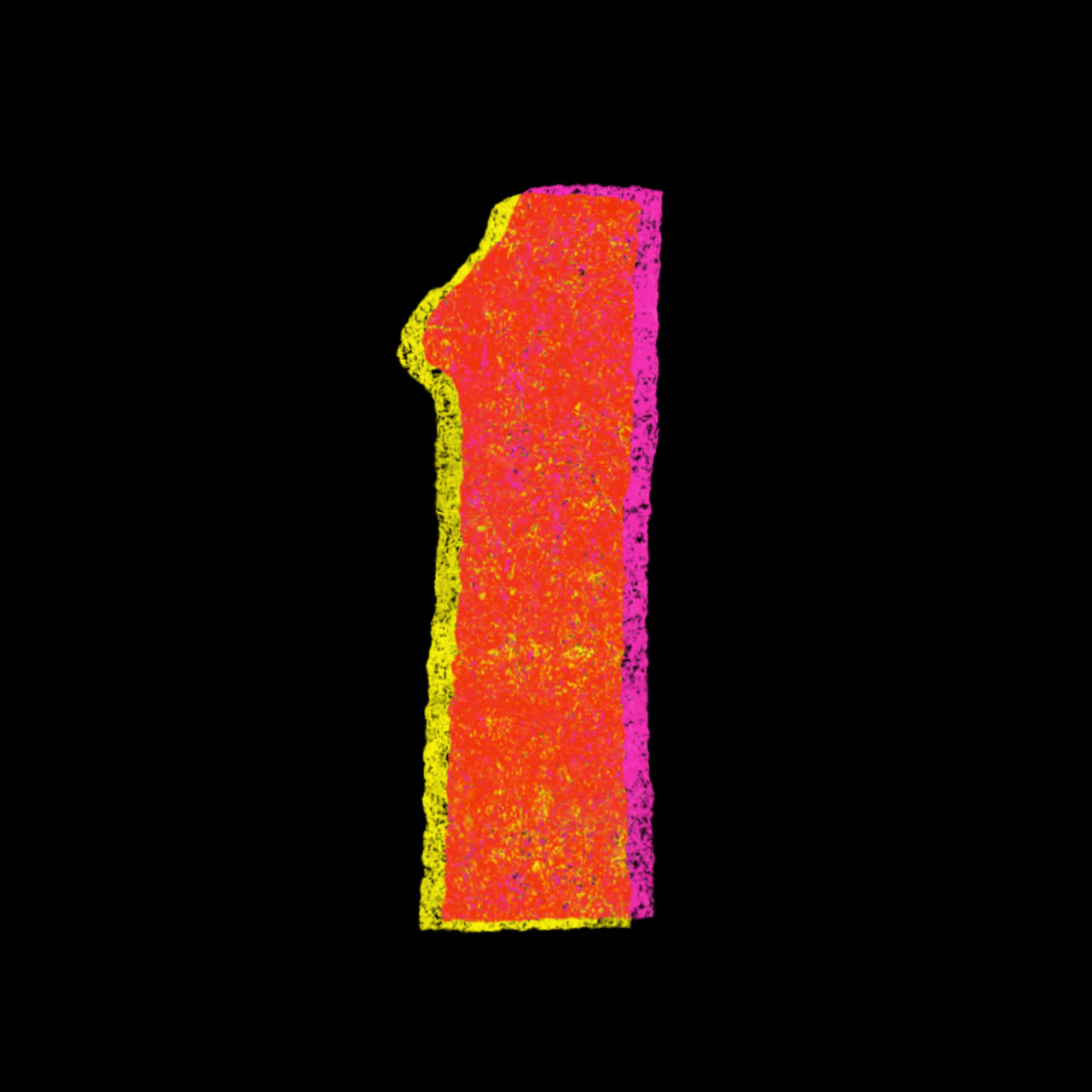 Numero uno animato e testurizzato con contorno colorato