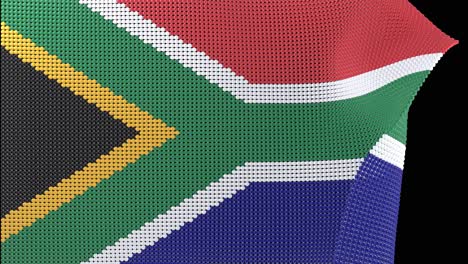 bandera sudafricana hecha de cuentas aleteando en el viento animación de fondo incluye un canal alfa