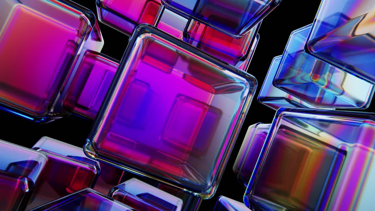 Floating Translucent Cubes with Shifting Colors