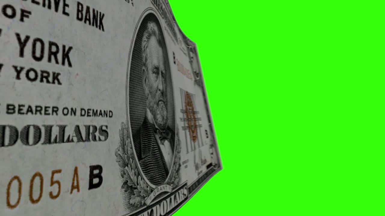 US 50 Dollar Bill with Green Screen Background