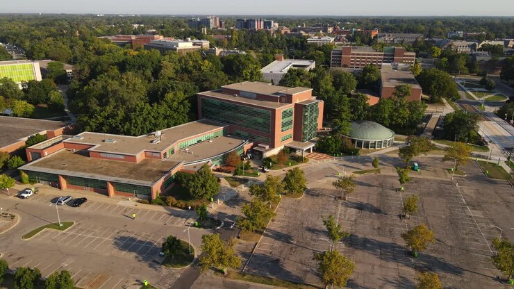 Edificio del College of Education presso la Michigan State University, vista aerea.