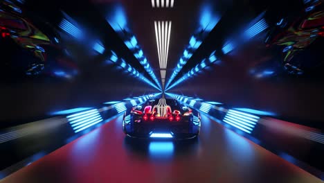 futuristic car in a neon tunnel