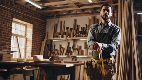 carpenter in his woodworking shop
