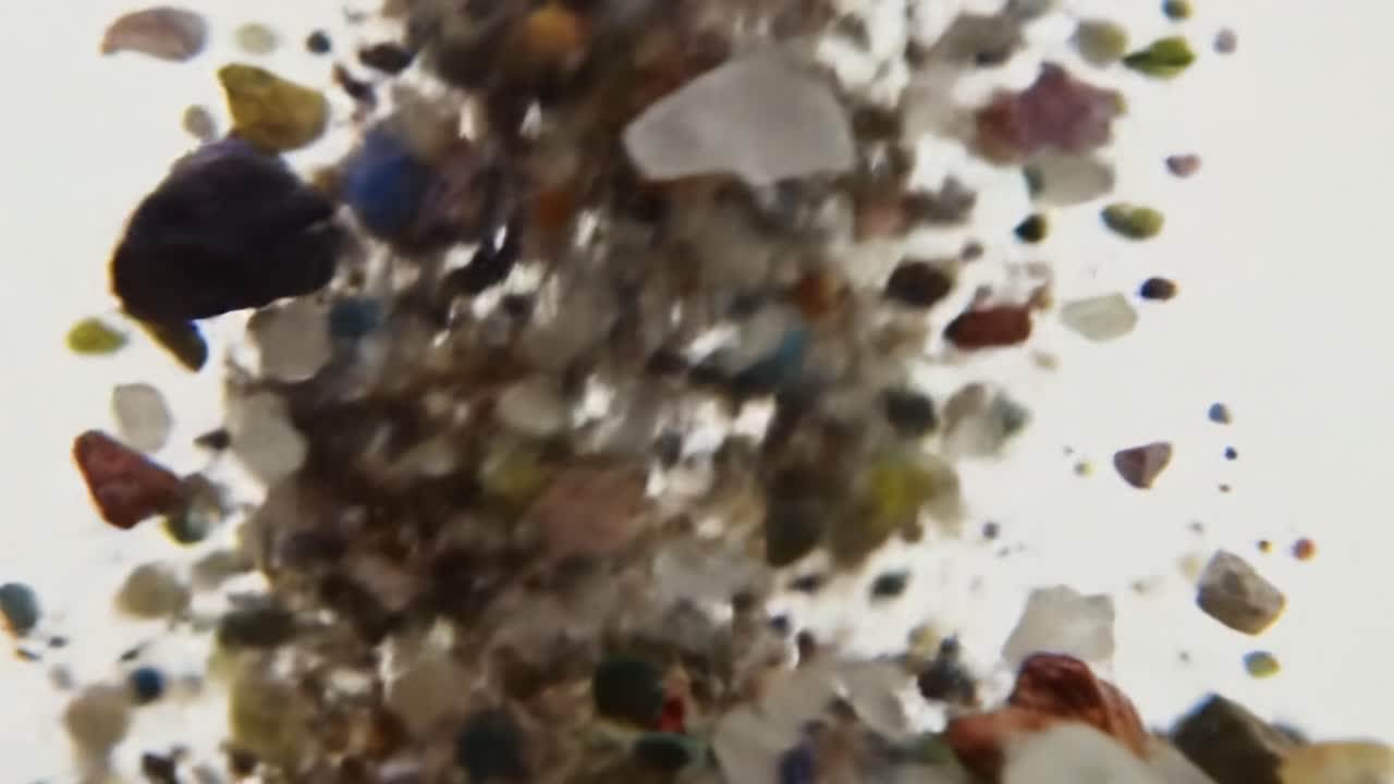 A Dynamic Explosion of Colorful Granules: Discovering the Beauty in Various Particles Captured in Motion