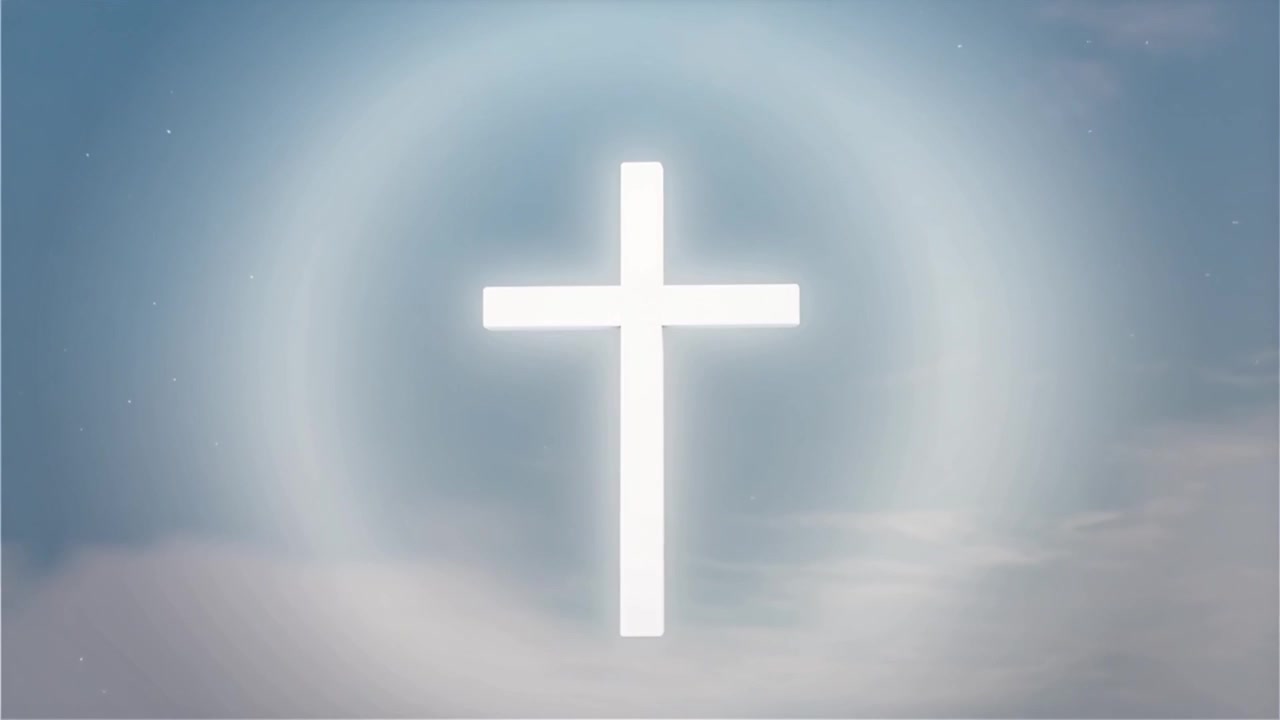 Croce Cristiana Luce Celestiale Sfondo per il Culto.
