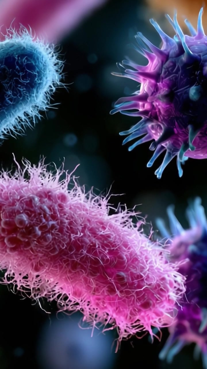 A Magnificent Close-Up of Vibrantly Colored Bacteria Illustrating the Intricate Structures and Diversity Within the Microscopic World