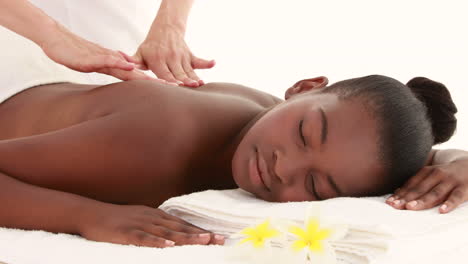 woman enjoying a back massage