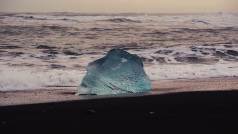 slow motion shots of blue icebergs on diamond beach in iceland