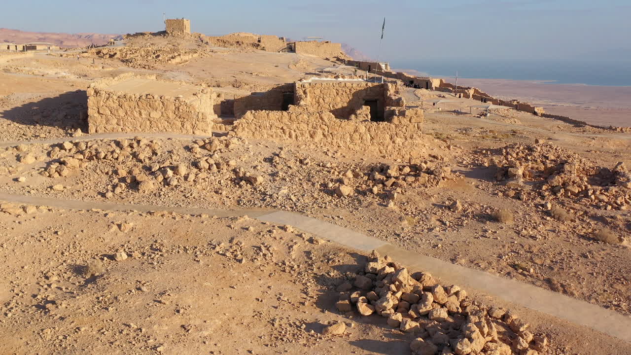 Masada Fortress Ruins Aerial view