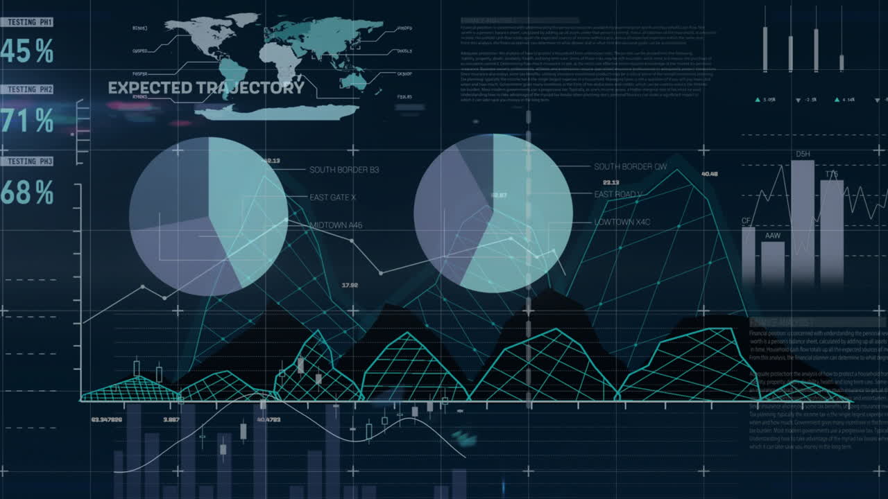 Animation of data processing over world map