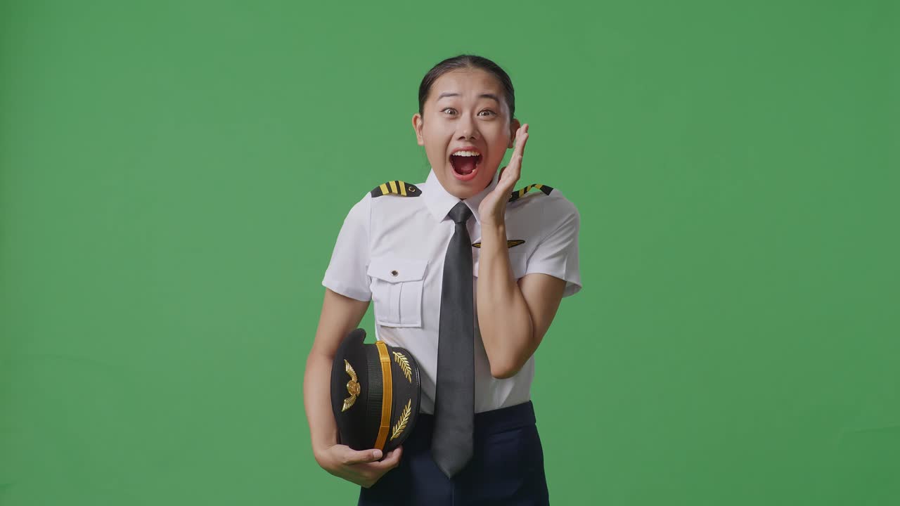 유니폼을 입은 놀라운 여성 조종사