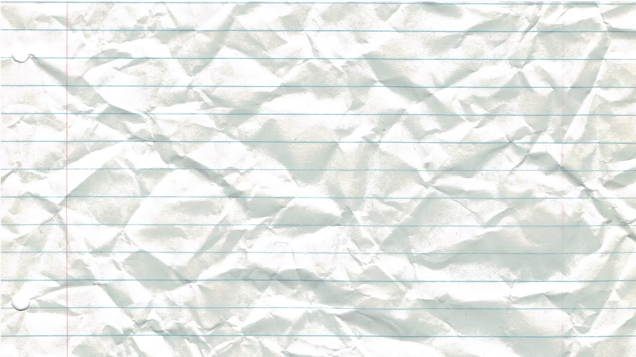 Paper background stop motion animation crumpled lined school pad notes loop 4k