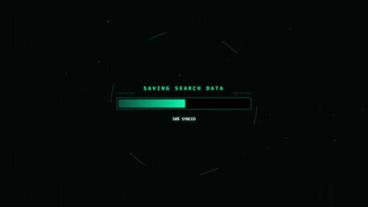 Digital Progress Bar Loading Search Data on Dark Background