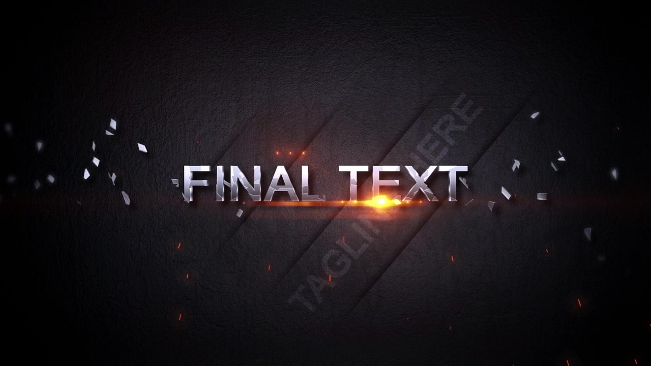 Animação Cinematográfica de Revelação de Texto Metálico com Faíscas