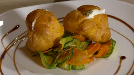 vegetable stuffed bignet with courgettes zucchini and carrots