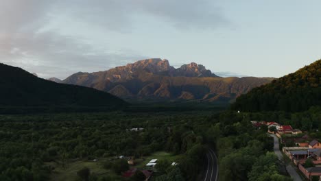 mountain valley sunset view