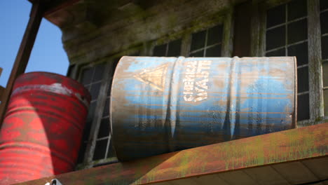 chemical waste barrels abandoned and leaking