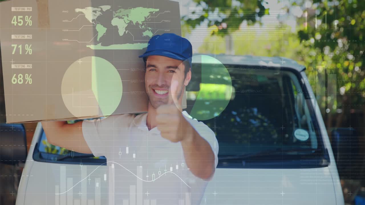 hombre de entrega llevando un paquete en su hombro 4k