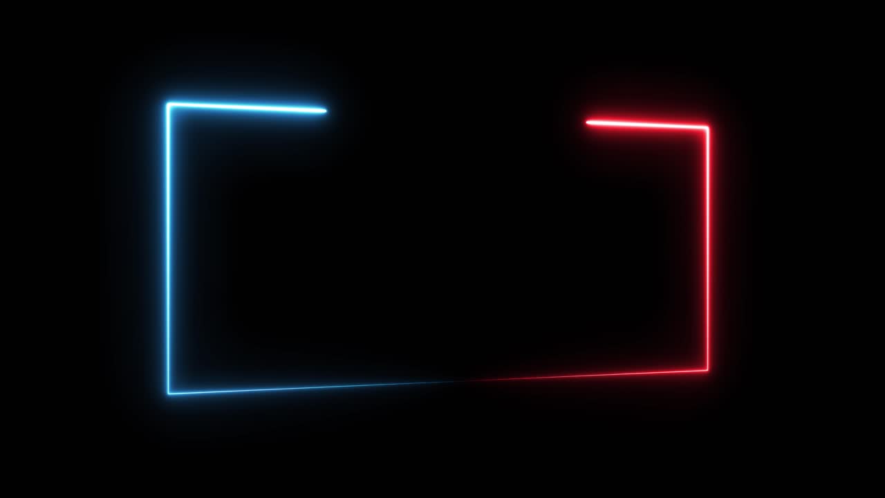 Abstract Glowing Neon Frames in Red and Blue