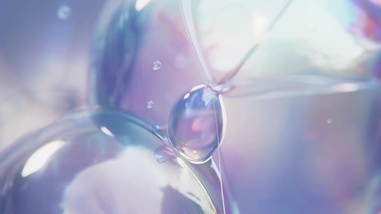 Sphères abstraites délicates et connexions liquides avec un arrière-plan bokeh