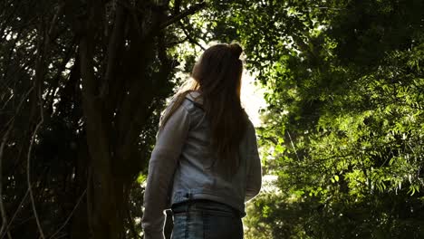 girl smiling in a forest