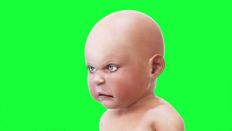 evil speaking baby, children. green screen realistic animation.