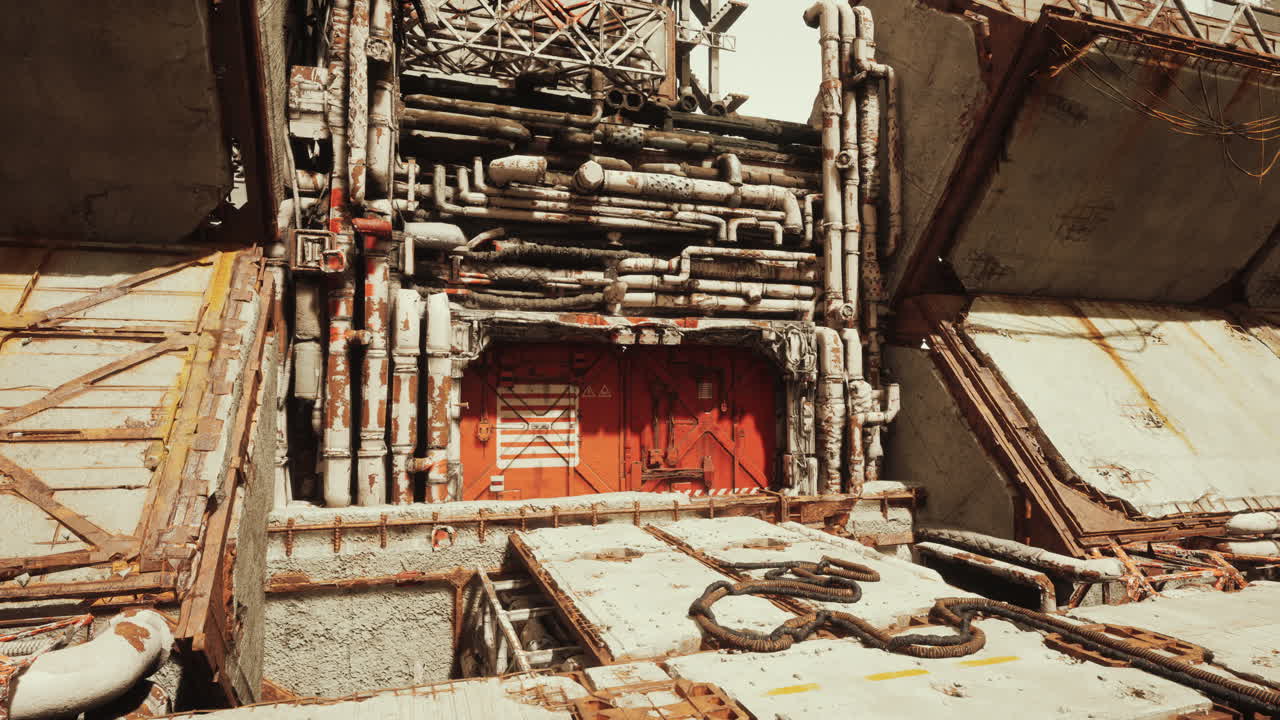 미래의 산업 환경에서 녹은 금속 파이프와 문