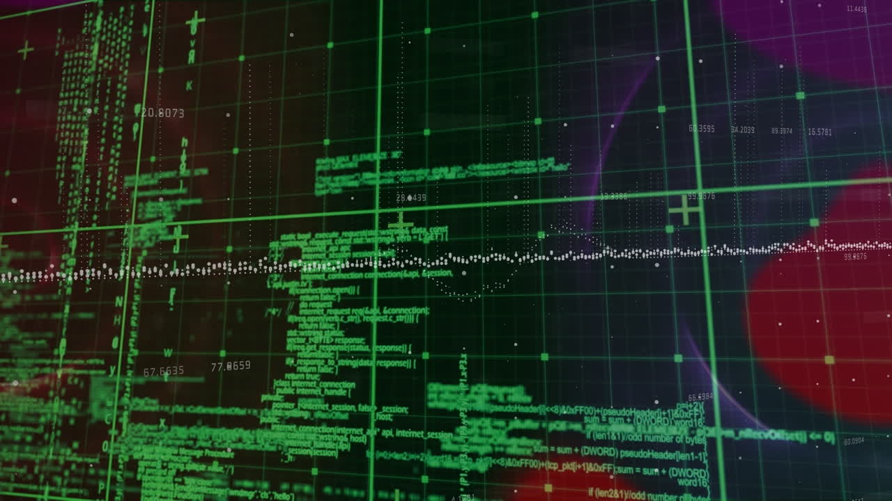 Animation of data processing over black background