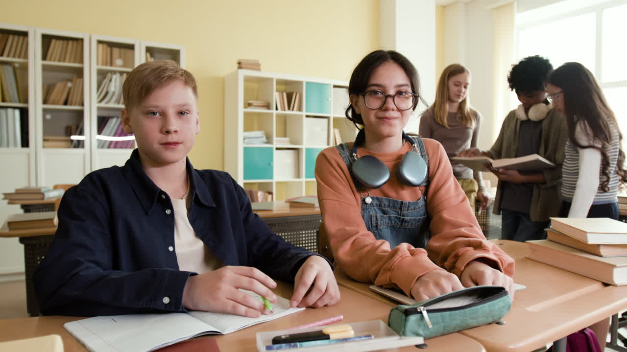 Students sitting at desks in a classroom