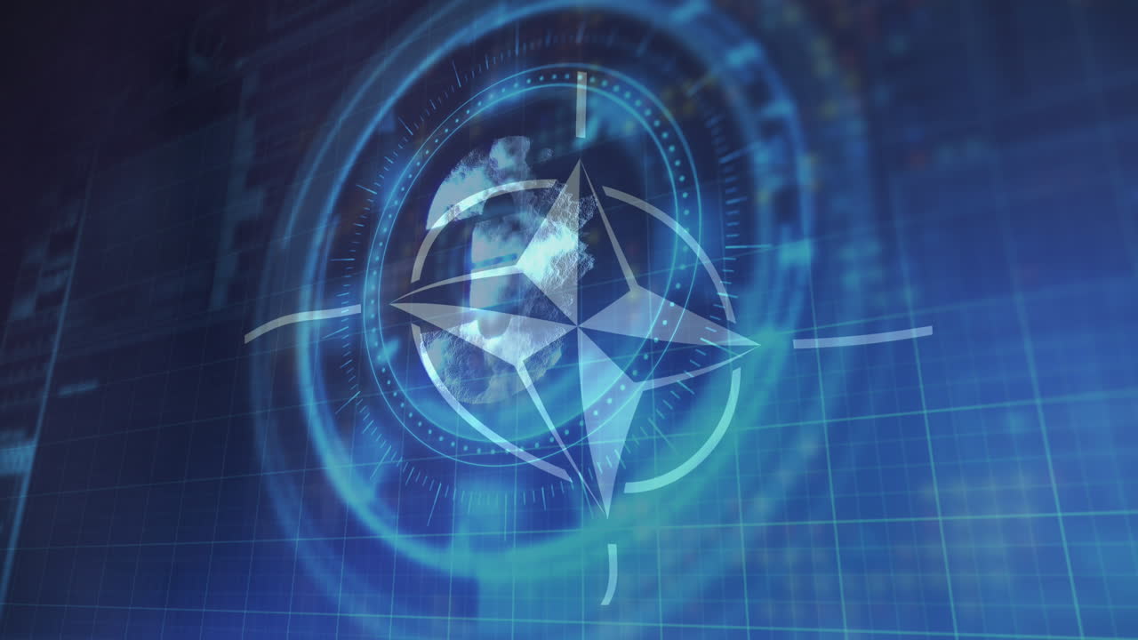 animación del procesamiento de datos sobre la bandera de la otan