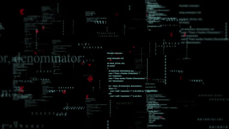 Scrolling-code-and-symbols-animation-over-dark-background-with-scattered-text