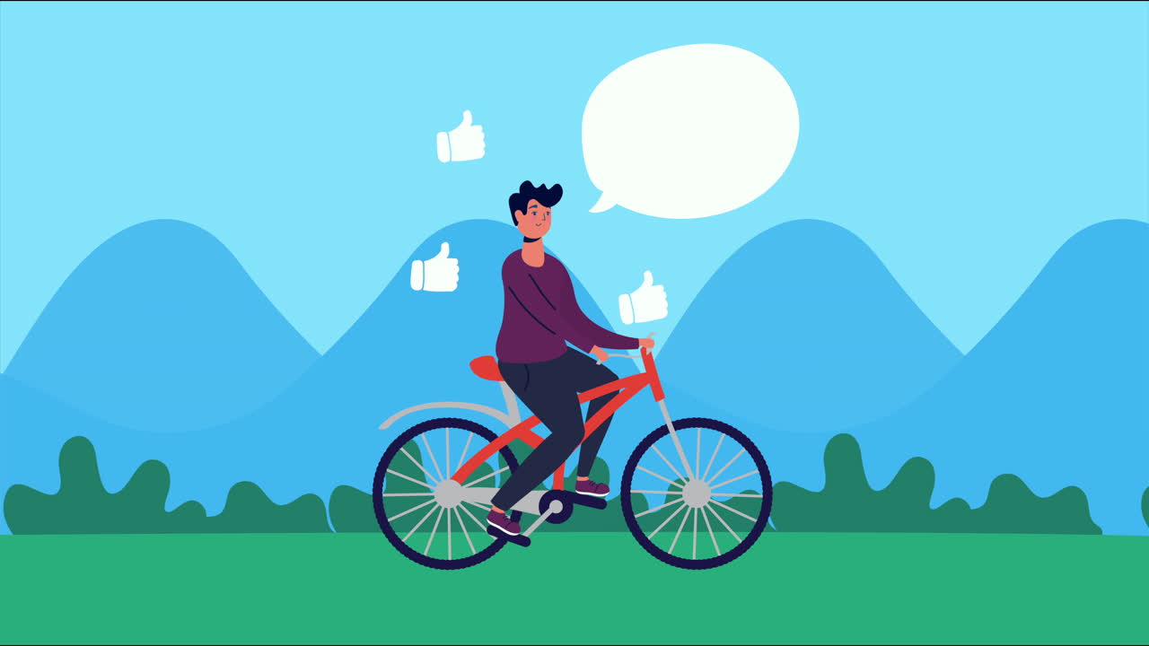 공원에서 자전거를 타는 남자