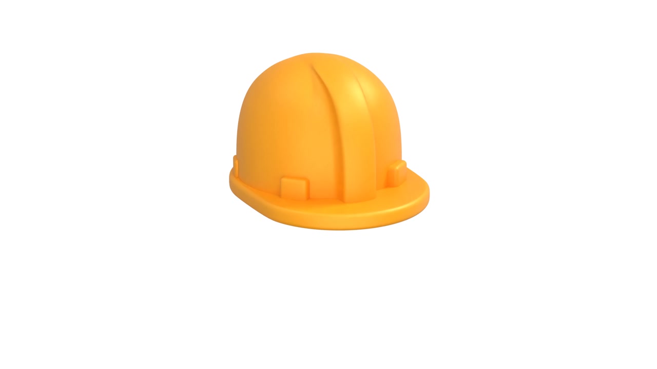 Casco da cantiere giallo in rotazione su sfondo bianco