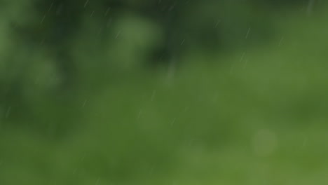 Macro-slow-motion-shot-of-rain-before-a-green-background