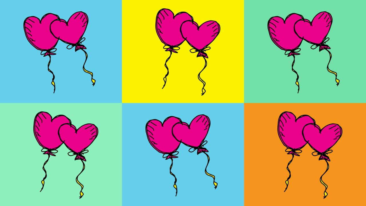 bambini che disegnano pop art sullo sfondo senza cuciture con il tema dell'amore