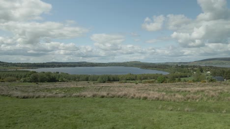 lakeshore fields surrounding blessington lake in county wicklow, ireland