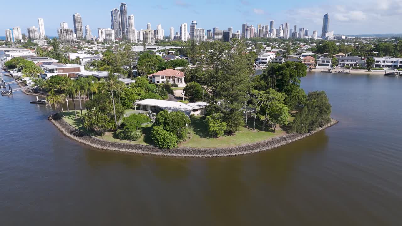 골드 코스트 섬의 풍경적인 항공 영상