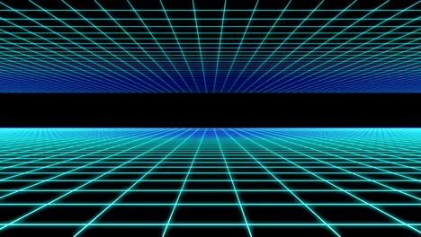 cyberspace net 3d footage. moving between fluorescent blue netting animation. neon reticle. abstract futuristic 90s grid. cells surface reflection motion video. square dividing